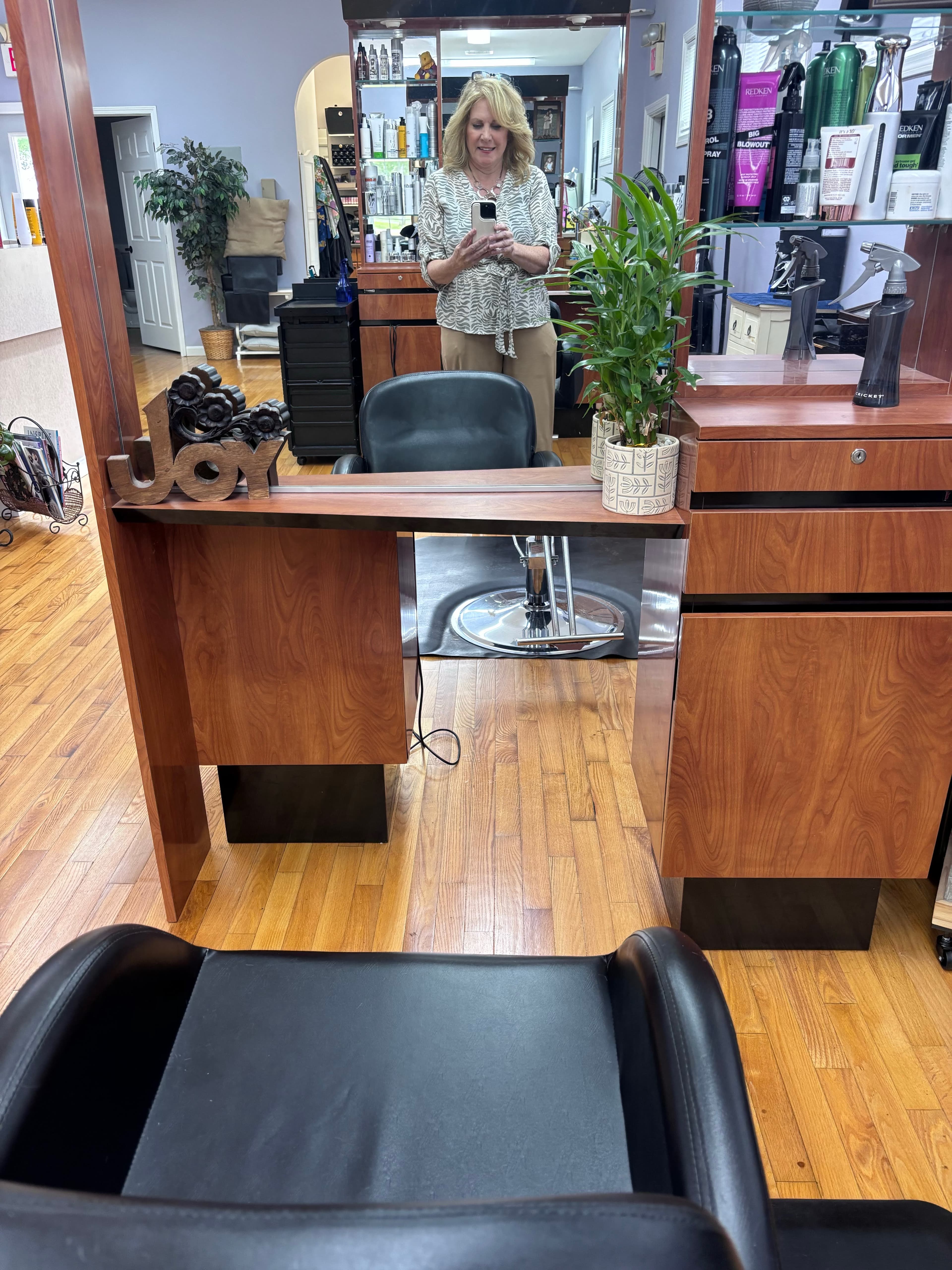 Karen's styling station and mirror